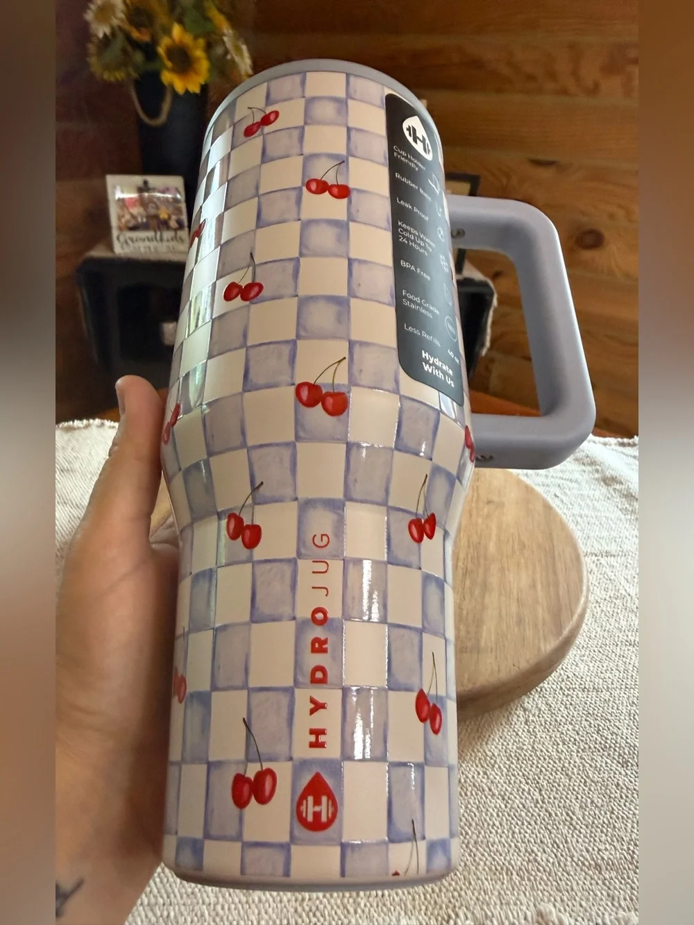 CHERRY CHECKERS Hydrojug + ACTA 40oz Traveler Straw Tumbler • LEAKPROOF - Picture 7 of 7